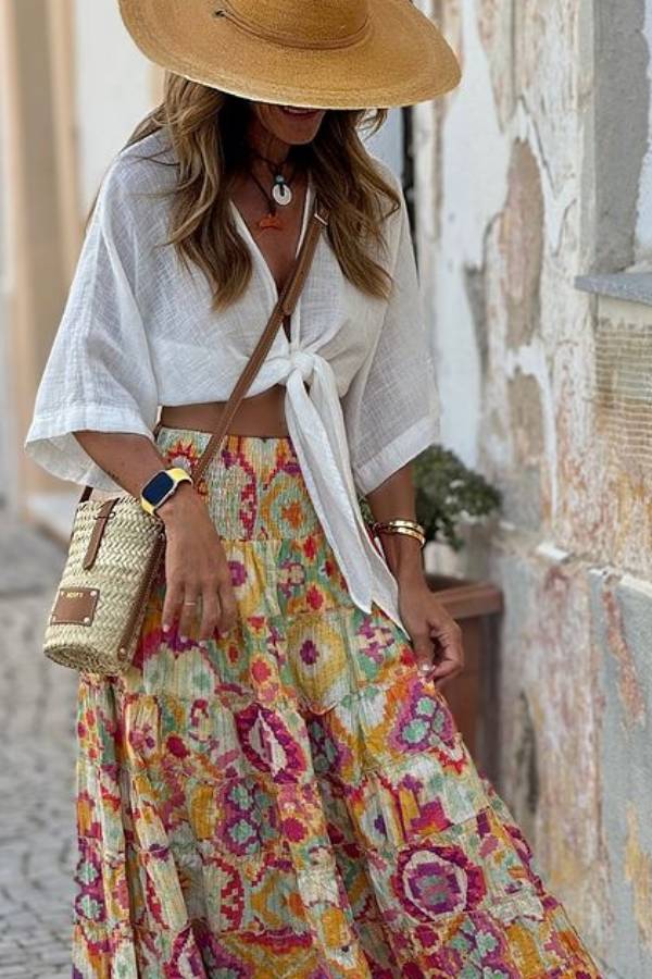 Colorful Abstract Print Skirt