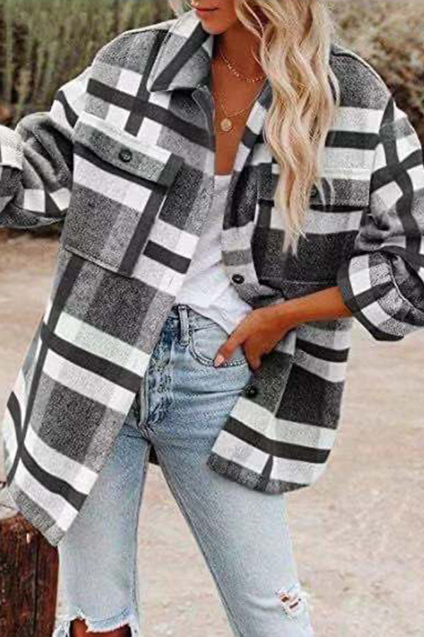 Plaid Pocketed Jacket