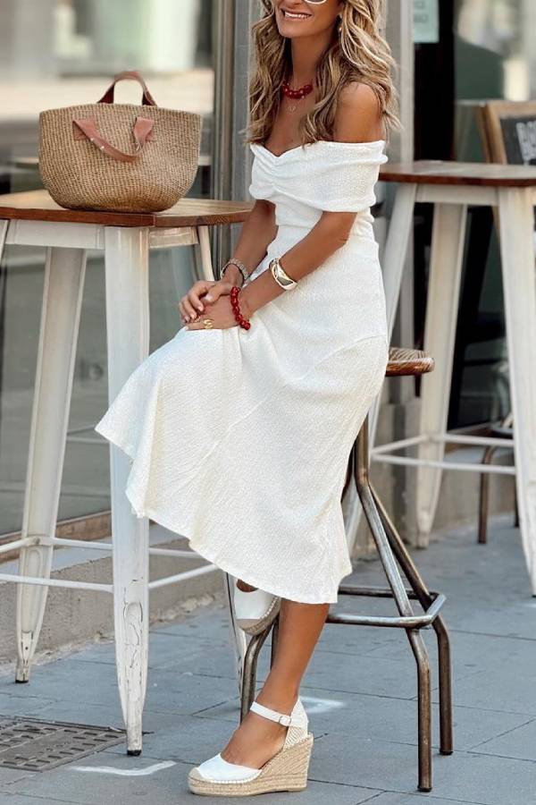 Frosty Elegance White Strapless Dress