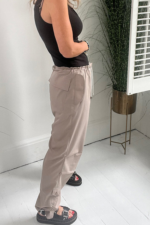 Casual Callings Drawstring Waist Pocketed Oversized Cargo Pants