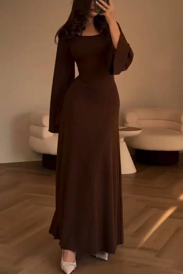 Elegant Tie-waist Knitted Dress