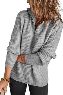 Autumn and winter new style zipper half cardigan casual knitted pullover