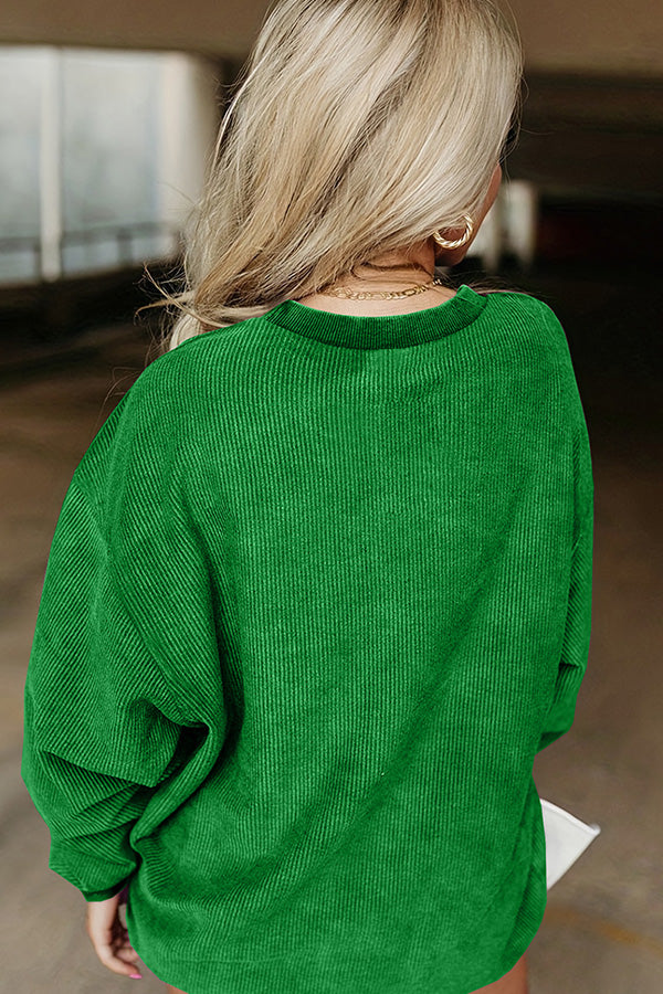Solid Color Loose Round Neck Pullover Long Sleeve Top