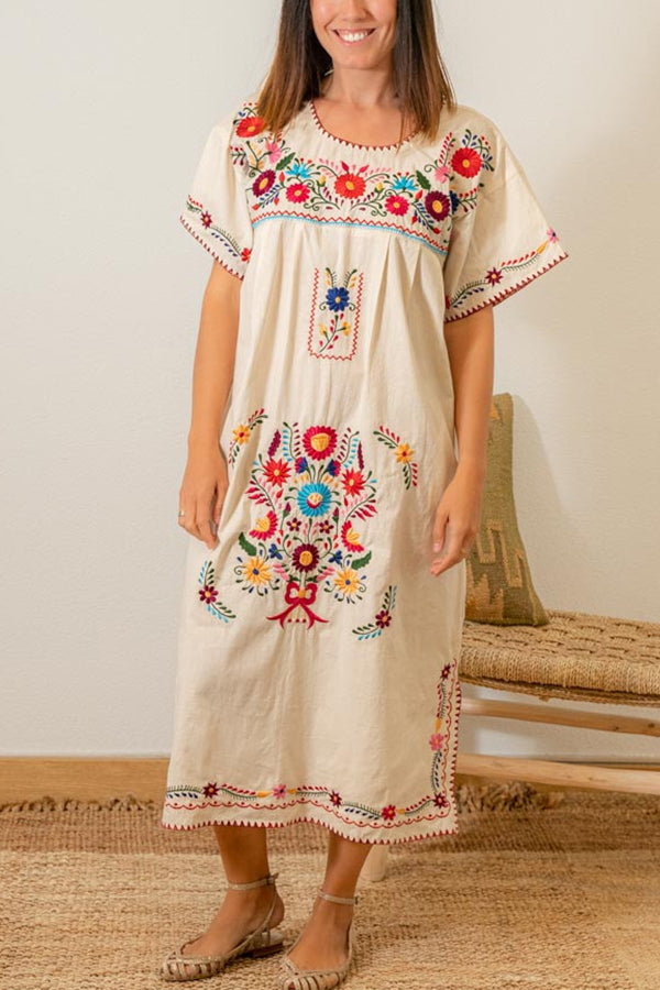 BEIGE HANDMADE MEXICAN DRESS