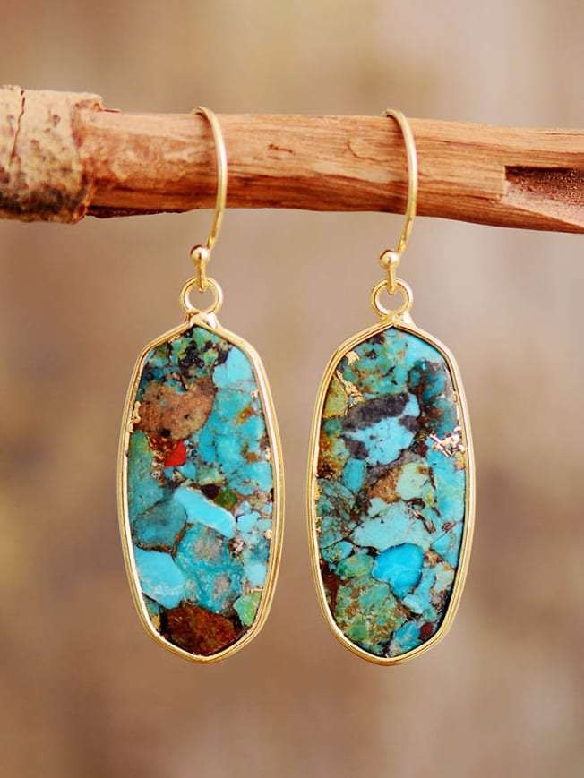 Dhungal Turquoise Drop Earrings - gold