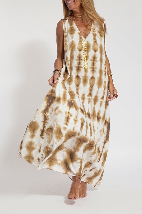Turquoise print fluid dress