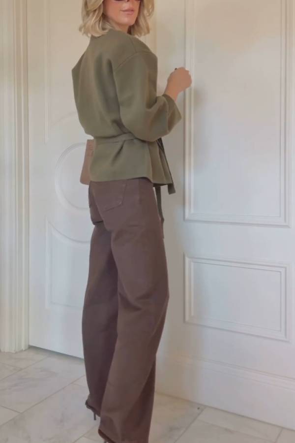 SHORT KNIT COAT WITH BELT