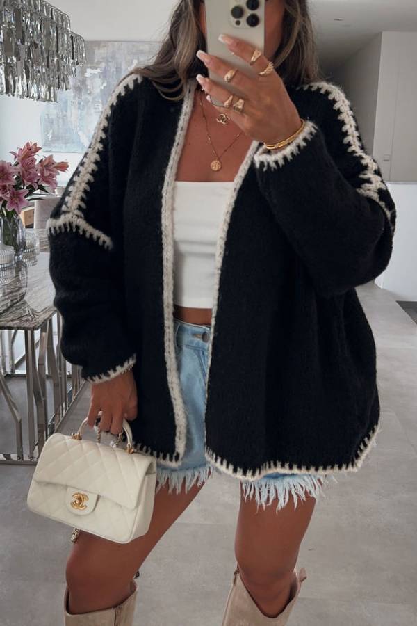 Fashionable Casual Long-sleeved Loose Knitted Cardigan