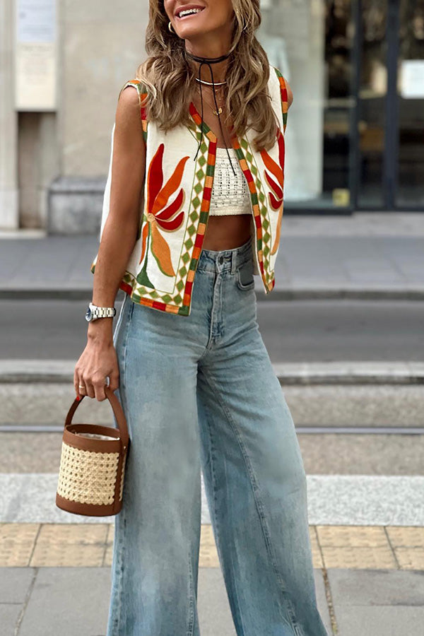 embroidered sleeveless tank top