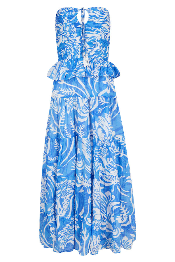 Summer Soiree Off Shoulder Smocked Cut Out Tiered Maxi Dress
