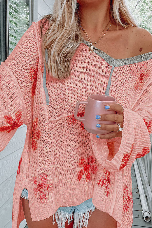 Stylish floral print sweater