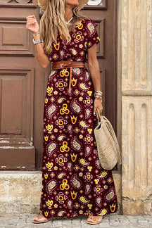 Boho Style Sleeveless Print Maxi Dress