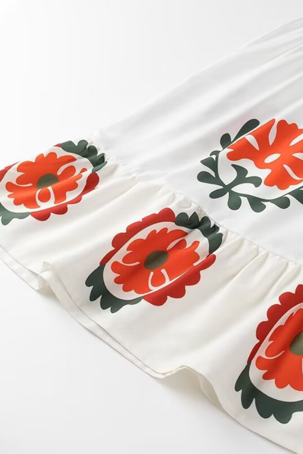 Positioning Plant Leaf Print Long Dress