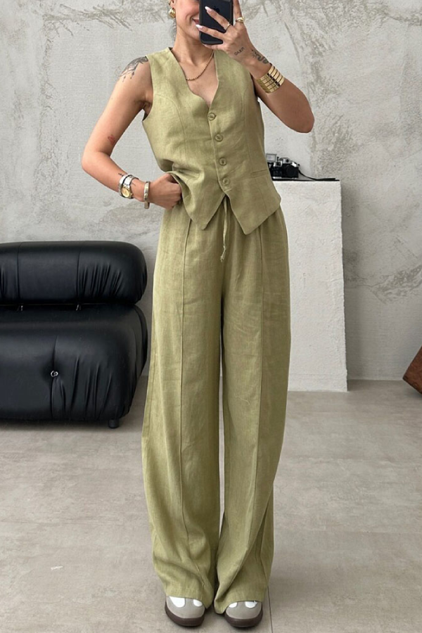 Casual Work Vest and Trousers Two-piece Set