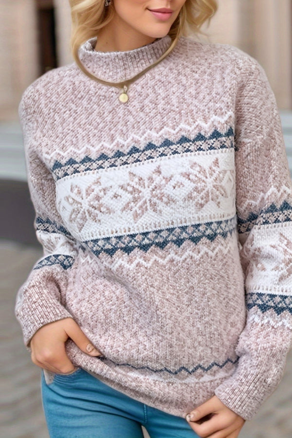 Chic Christmas Turtleneck Snowflake Sweater