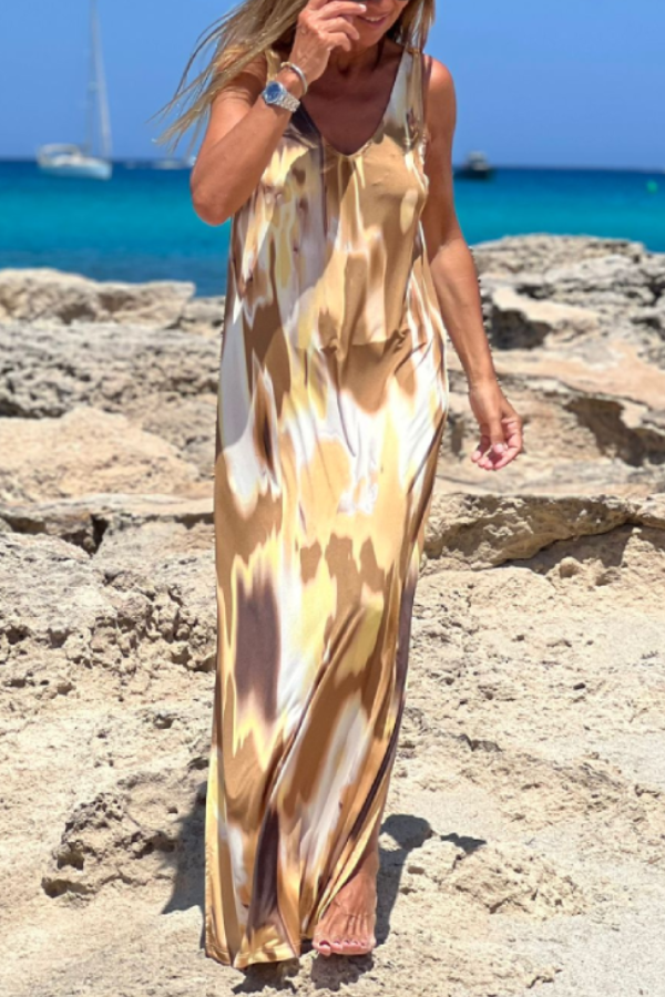 Multicolor Printed Suspender Dress