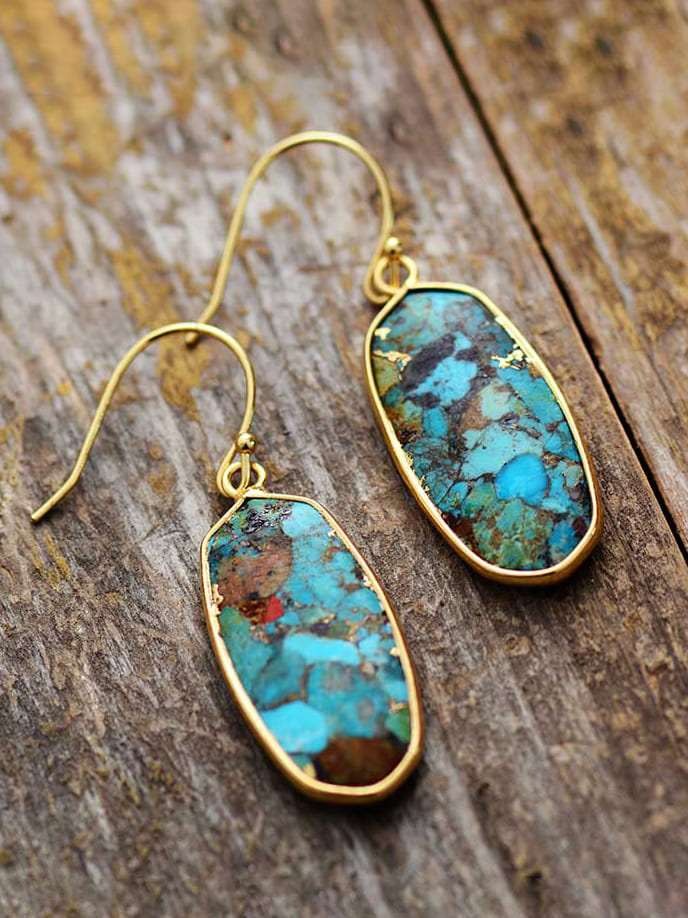 Dhungal Turquoise Drop Earrings - gold