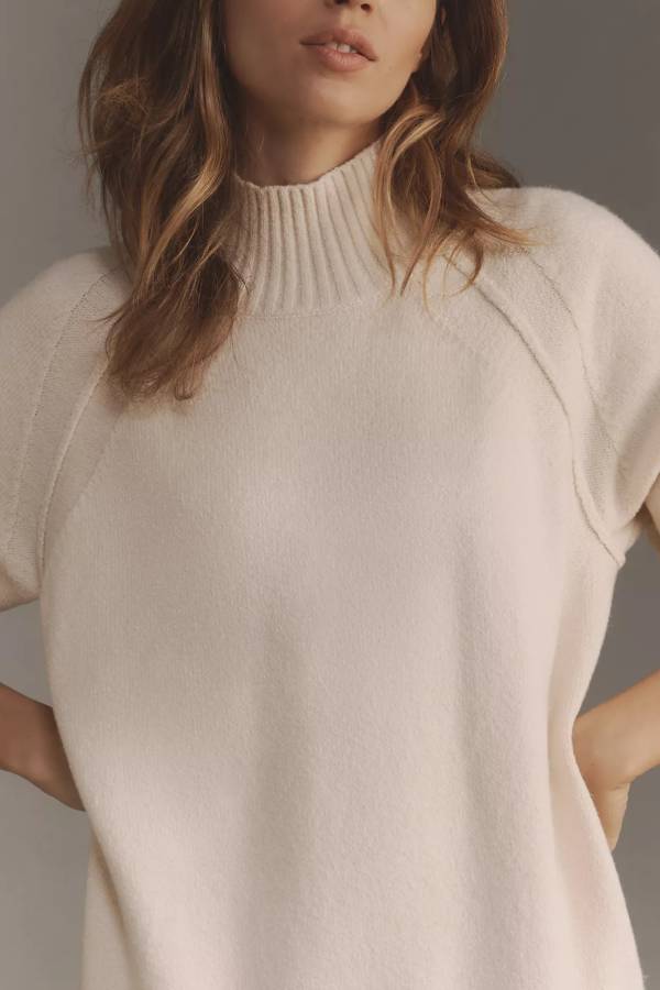 Holiday Cutie Knit Long Sleeve Turtleneck Tulle Twofer Mini Dress