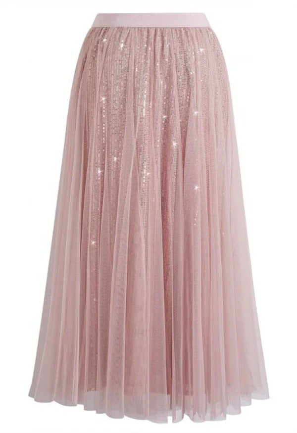 Elena Shimmer Tulle Maxi Skirt