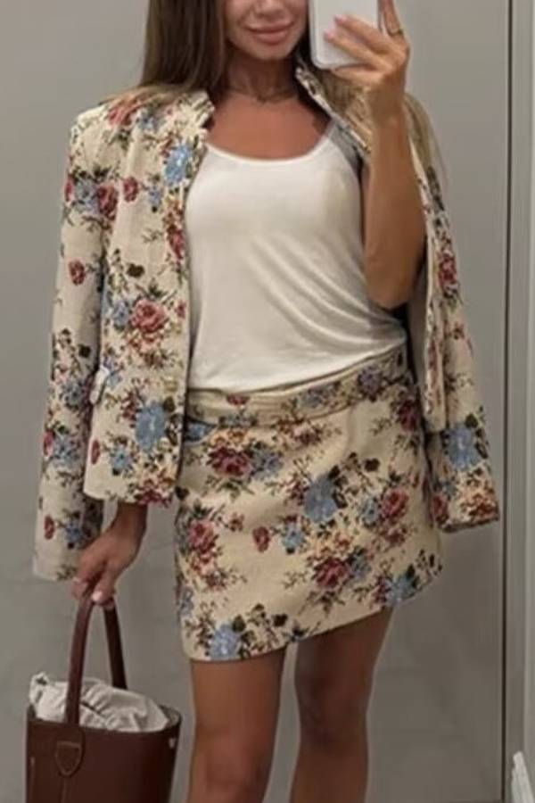 Floral Jacquard Mini Skirt