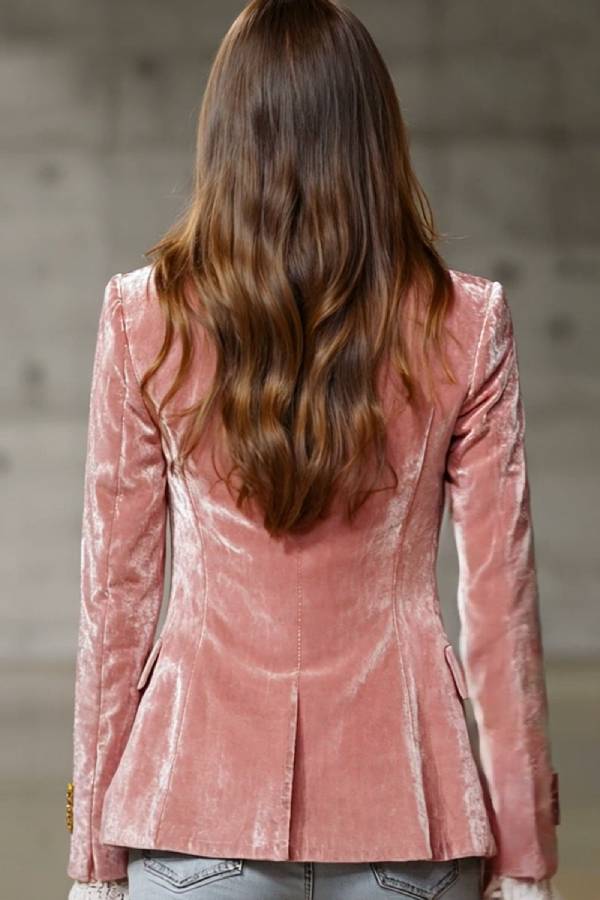 Velvet Double-Breasted Decorative Blazer
