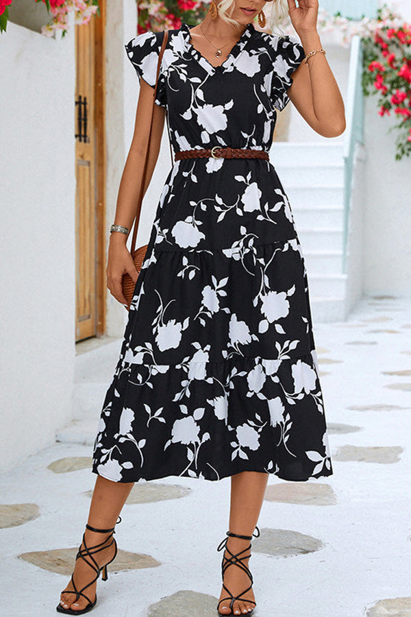 Like A Dream Ruffle Floral Midi Dress
