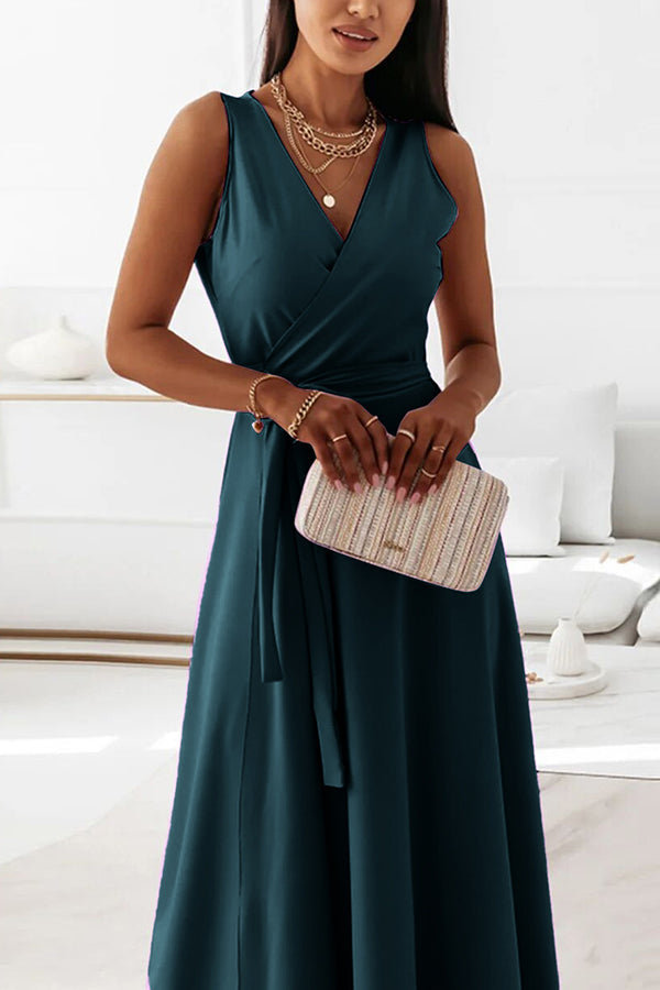 Tie Waist Wrap Maxi Dress