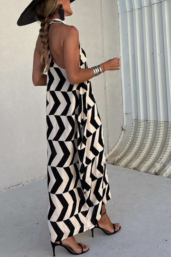 MARIN NEGRO-BEIGE RAYAS, VESTIDO LARGO
