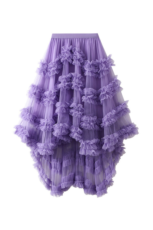 Candy color elastic waist mesh skirt