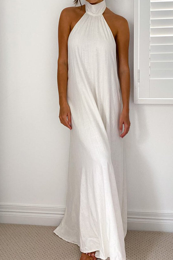 Fashion Halter Neck Long Backless Dress