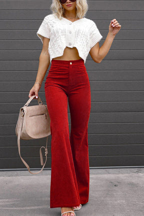 Corduroy Pocketed Flare Pants