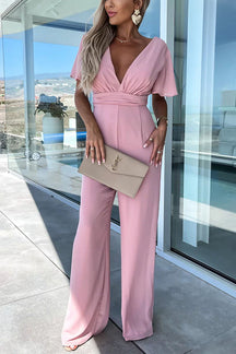 Devoted To You Bell Sleeve High Waist Jumpsuit
