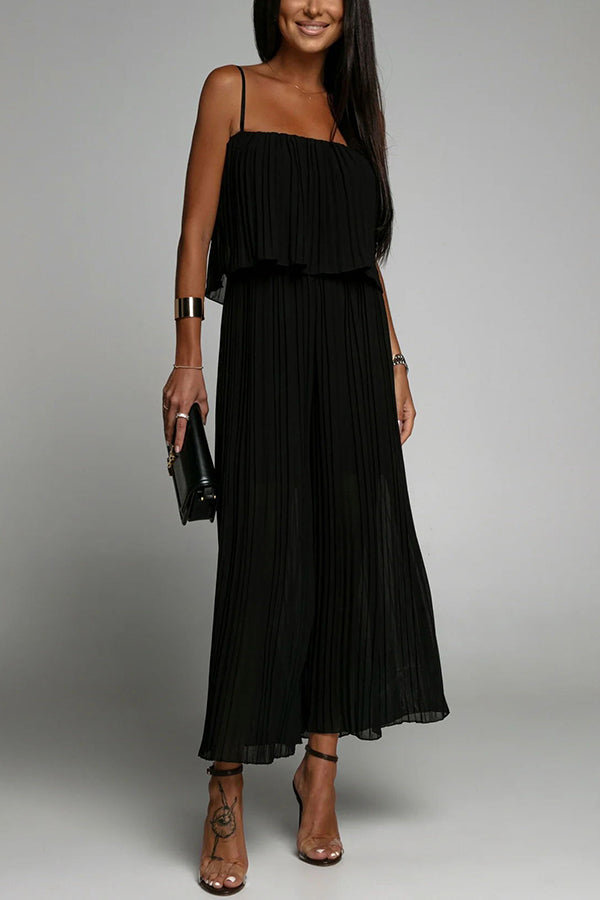 Pleated Suspender Jumpsuit