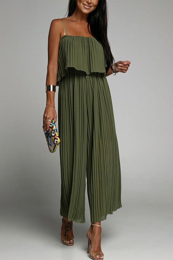Pleated Suspender Jumpsuit