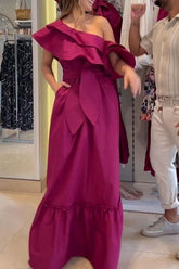 Elegant and stylish maxi dress with ruffles