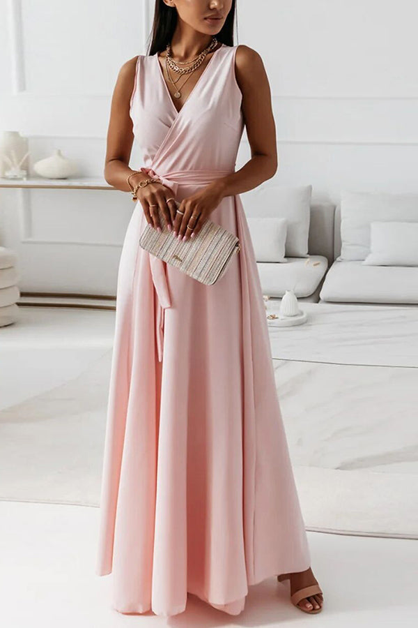 Tie Waist Wrap Maxi Dress