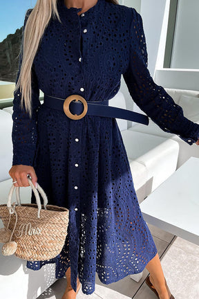 Matters of Love Button Crochet Lace Midi Dress