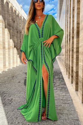 Palm Island Dolman Sleeves Ethnic Style Maxi Dress
