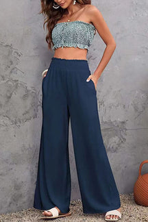 Women's casual wide-leg cotton and linen explosive style loose trousers