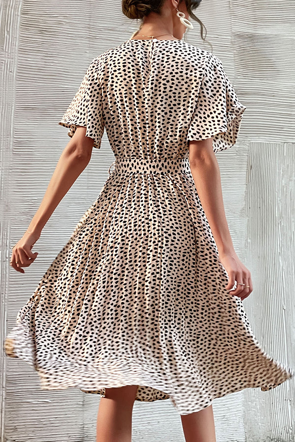 Ruffle Sleeve Leopard Print Dress