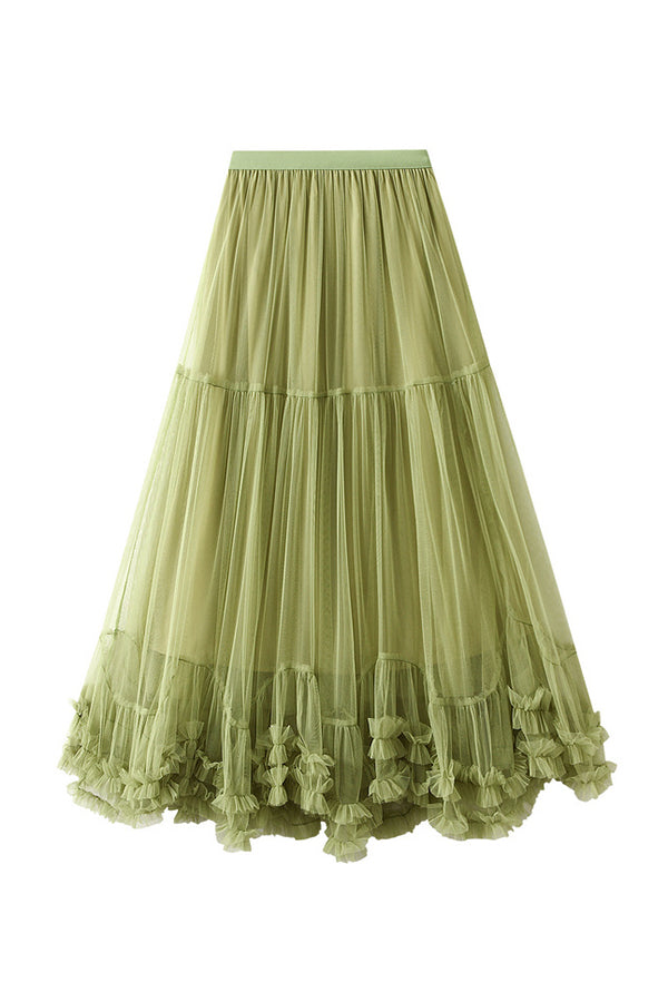Sweet fungus lace A-line tutu skirt with large hem