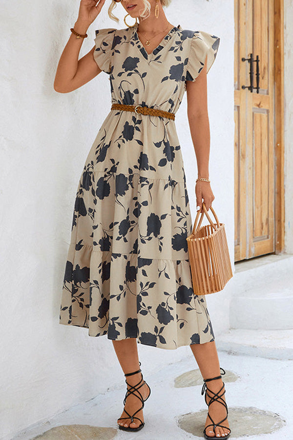 Like A Dream Ruffle Floral Midi Dress