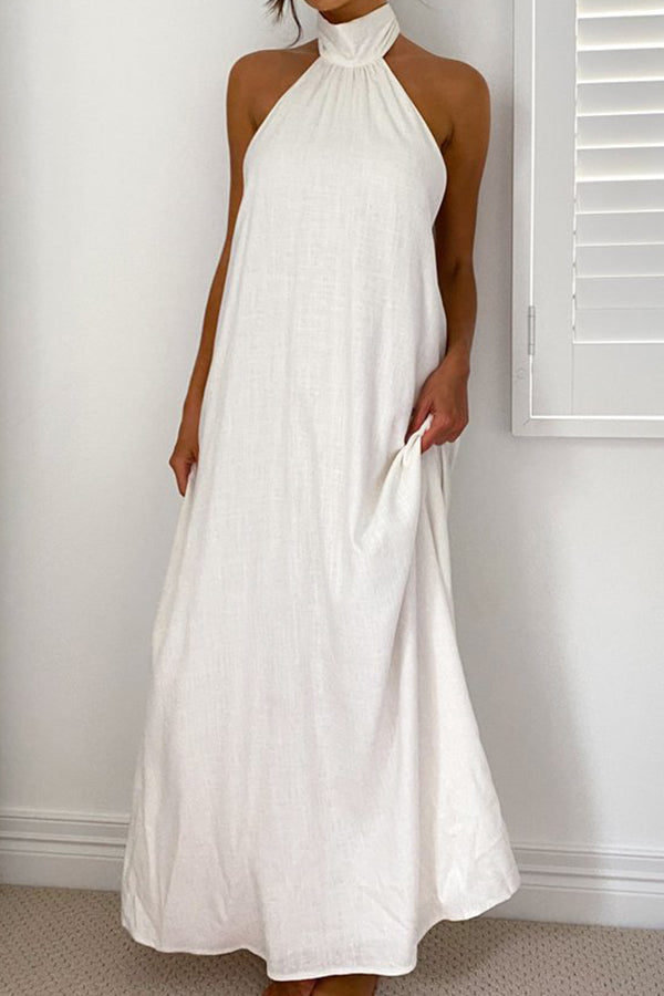 Fashion Halter Neck Long Backless Dress