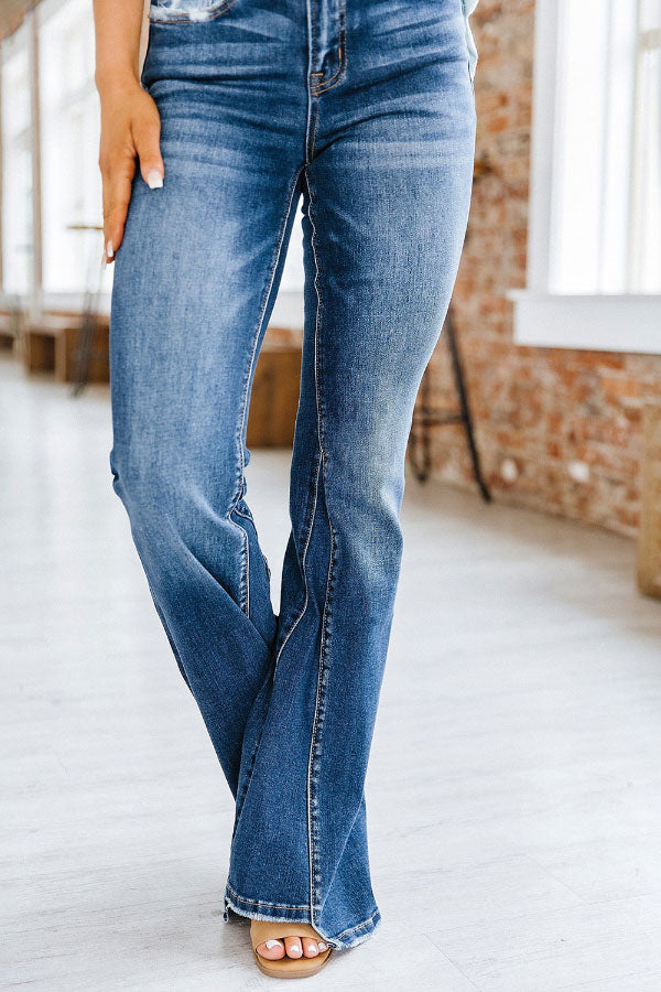 Versatile Paneled Flared Jeans