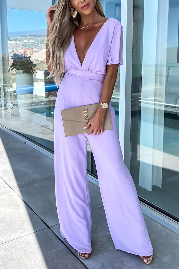 Devoted To You Bell Sleeve High Waist Jumpsuit