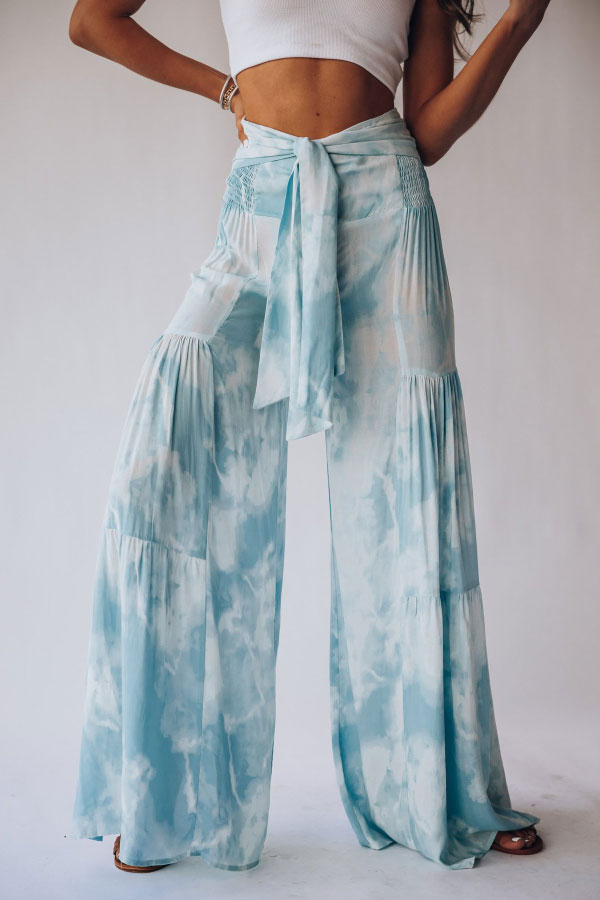 Tie-dye Printed Waisted Flared Track Pants