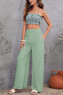 Women's casual wide-leg cotton and linen explosive style loose trousers