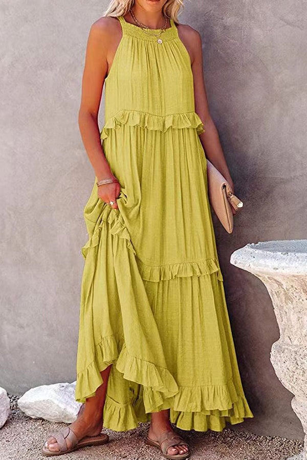 Irregular cake skirt sleeveless long mop skirt